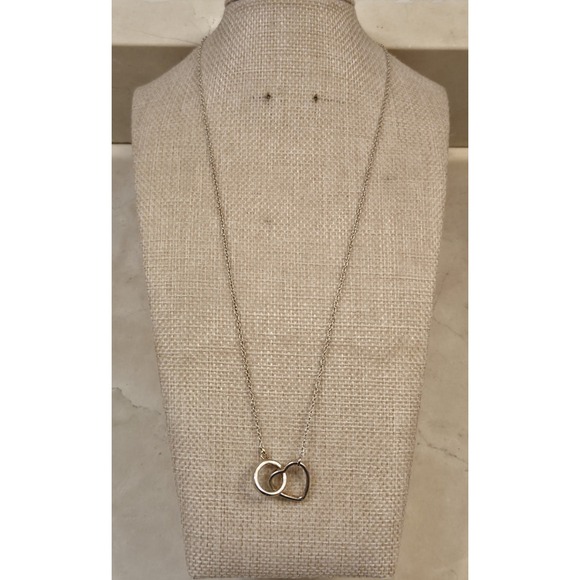 The Unbranded Brand Jewelry - Vintage Sterling Silver Open Heart‎ Love Necklace Adjustable 19.5-21.5"